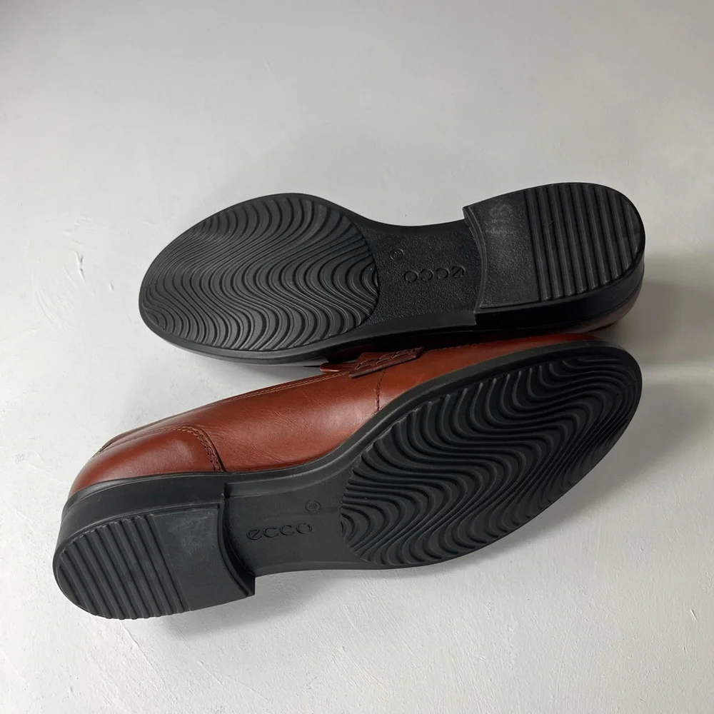 Ecco Rich Brown Leather Slip-On Loafers